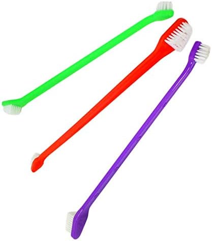 Escova de dentes de estimação de cabeça dupla u-k, escovas de higiene dental para animais de estimação para cães