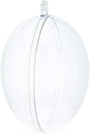 Conjunto de 3 ornamentos de ovo de plástico transparente 3,4 polegadas