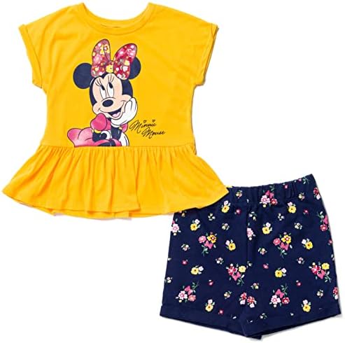 T-shirt da Disney Minnie Mouse e thort de thorts francês conjunto de roupas infantis para garoto grande