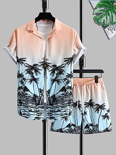 Roupas de duas peças de fdsufdy para homens camisa de impressão tropical e shorts de cintura sem tee