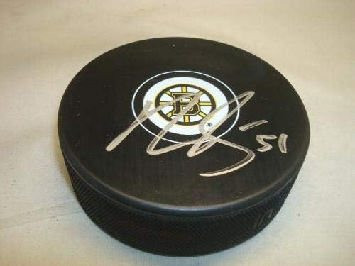 Ryan Spooner assinou Boston Bruins Hockey Puck autografado 1C - Pucks autografados da NHL