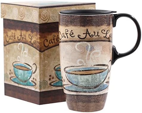 TopArorn Christmas Ceramic Travel Canecas com tampa e colorida Caixa de presente e manusear caneca de café com leite de café,