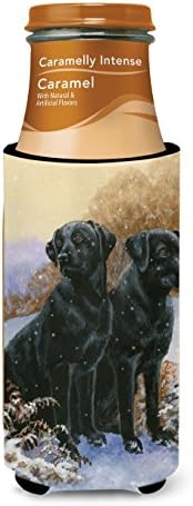 Tesouros de Caroline BDBA450AMUK Labradores pretos dia nevados Ultra Hugger para latas finas, lata de manga mais fria Machine lavável
