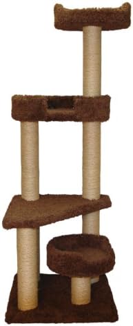 Torre de gato elegante gatinho 60 5 andares com mirante e espreguiçadeira de coco 25,5x24x60