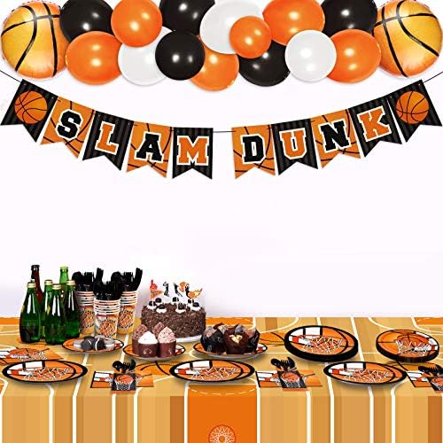 Basketball Party Tableware Supplies Set Slam Dunk March March Madness Decoração de buffet de mesa com pratos Banner Copo Gabinetes