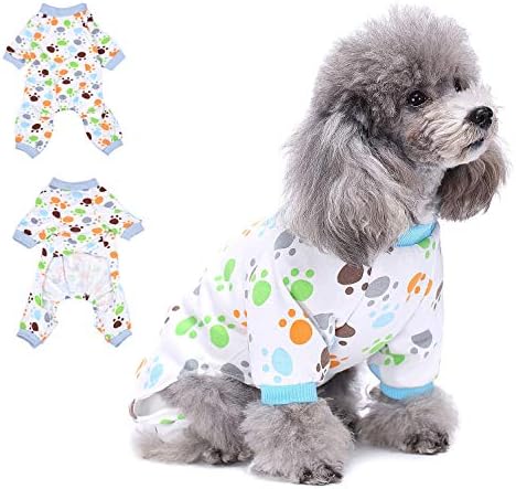 Pijamas de cães pequenos de algodão ranphy com pés coloridos cães impressos pjs puppy macacão macio fofo de halloween