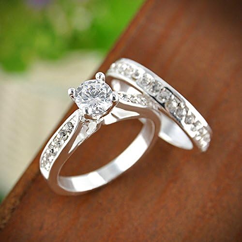 Erawan 2pcs feminino gemestone white ouro banhado anel conjunto tamanho 6-9 anéis jóias ew sakcharn