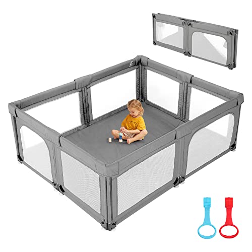 Baby Playpen dobrável jogo de canetas para bebês com fundo, 79x59in Baby Gate Playpen Large Play Play Yard Center, Baby Fence