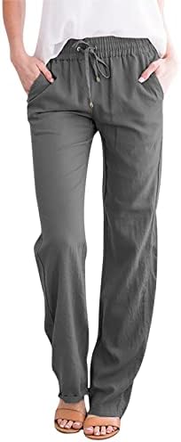 Miashui Womens Work Pants Office Casual Casual Cintura Alta Feminina Pontas de ioga de perna larga calças altas para mulheres