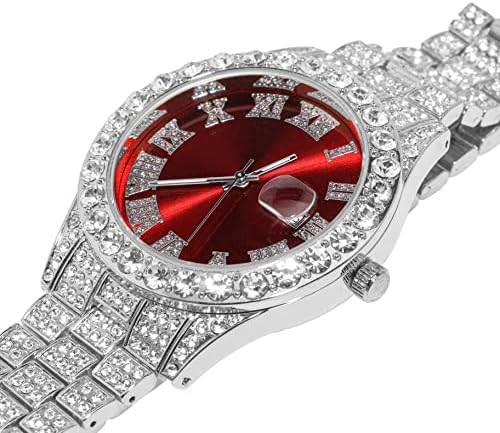 Halukakah Diamonds Gold Watch Iced Off, 18k de ouro real/platina Branco branco Placada de 42mm de 42 mm Green/azul/vermelho