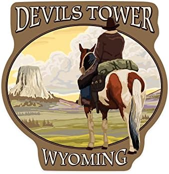 Die Cut Sticker Devils Tower, Wyoming, Cowboy e Devils Tower, adesivo de vinil de contorno 3 a 6 polegadas, grande