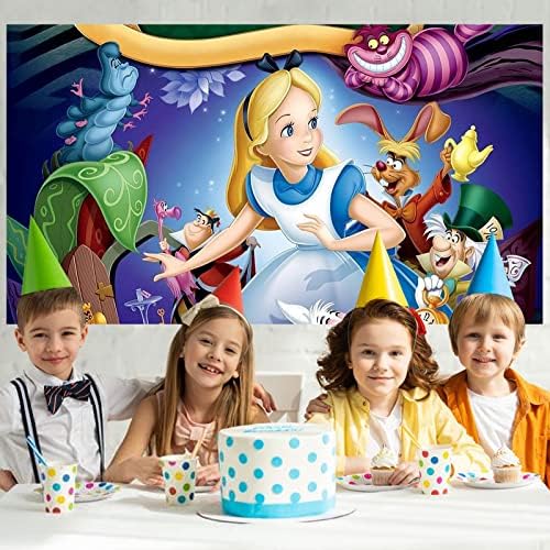 Alice in Wonderland Decorações de festas, Alice no País das Maravilhas Birthday Party Beddrop, Alice in Wonderland Banner, Alice in Wonderland Party Supplies for Kids Birthday Party Decor Booth adereços