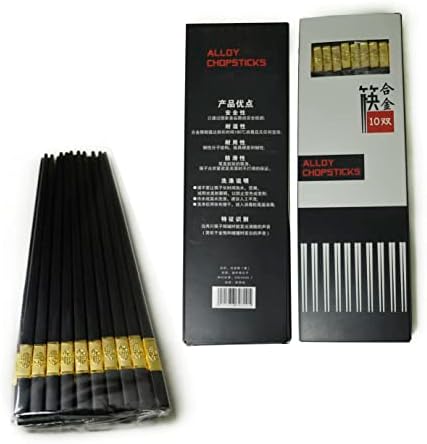 Pauzinhos reutilizáveis ​​20 pares liga de fibra de vidro japonesa Coréia chinesa Chop Sticks não deslizamento, 9 1/2 polegadas Golden