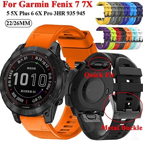 Bedcy Sport Silicone Watch Band Pulp para Garmin Fenix ​​7 7x 6x 6 Pro 5x 5 mais 3hr 22 26mm EasyFit Raple Bandband