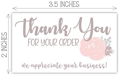 50 Floral Obrigado por seus cartões de pedido - Customer Agradecemos - Pacote Inserir