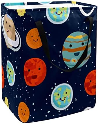 Galaxy Space Solar Earth Mars Marte Smiley Imprimir cesto de lavanderia dobrável, cestas de lavanderia à prova d'água 60l de