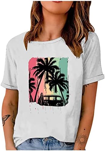 Camisa superior para meninas adolescentes outono verão 2023 Roupa de manga curta Cotton Cotton Cotton Graphic Beach 4C 4C