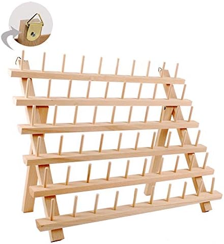 BAENRCY 2-PACK 60 FOOL Wooden Thread Holder Costure e Borderyer Thread Rack e Rack de rosca organizadora para costurar com gancho