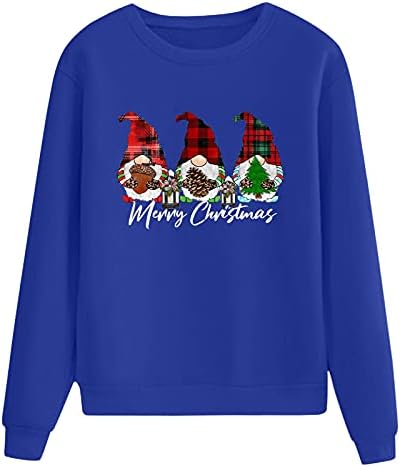 Tops for Women 2022 Christmas Print Pullover de manga longa Blusa Relaxed Fit Workouts Tops Roupas adolescentes