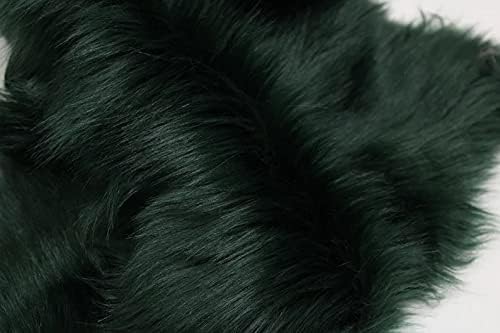 Hunter Green Faux Fur, 2 Faux Fur Leets, imitação de pele, peles de animais veganos, tecido de pilha longa desgrenhada, material de