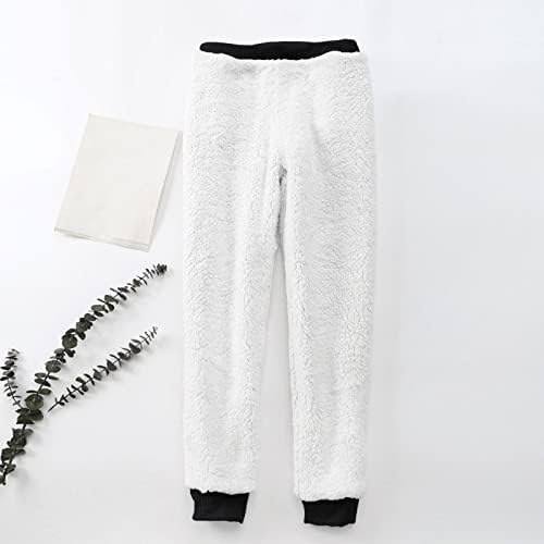 Calças de lã Zddo para feminino sherpa alinhada para molas de moletom de inverno atreto atlético coração impresso calças