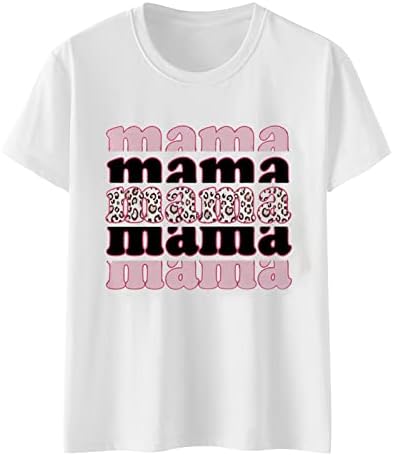 Mãe Casual Mãe Casual Impressão Mama Camista Camisa de Manga Curta Camisa de Crewneck Blusa LOUPA DIÁRIO TOPS DIÁRIO