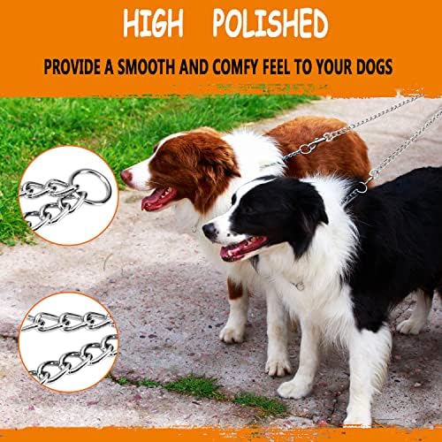Coleira de corrente de cachorro dupla de metal juwow, coleira premium de qualidade sem emolvagem para dois cães ao ar