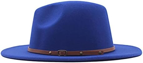 Chapéu com fivela de cinto Mulheres largas abrangente Chapéu de lã de lã de lã Classic Classic Felt Fedora Brim Wool