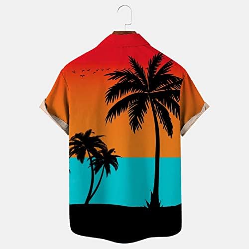 Camisas de impressão tropical ubst para homens, nova camisa havaiana de verão para baixo de manga curta casual aloha tops camisetas de praia