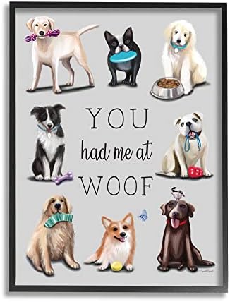 Stuell Industries, você me teve no Woof Playful Dogs emoldurado pela arte Giclee, design de Elizabeth Tyndall