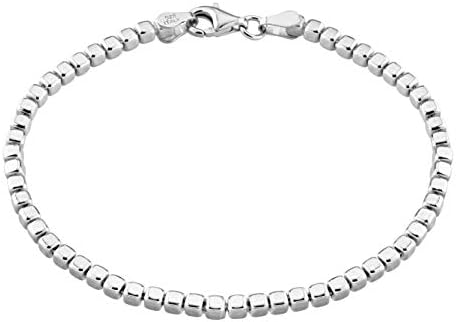 Miabella 925 Sterling Silver Organic Cube Chain Chain Bracelet para mulheres homens, feitos à mão na Itália