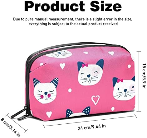 Pink Cute Cuts Pattern Makeup Bag Zipper Pouch Travel Organizador cosmético para mulheres e meninas