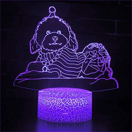 3d cachorro noturno de toque leve Touch Decor Decor mesa lâmpadas de ilusão óptica 7 Luzes de cor de cor Lumin LED Tabela