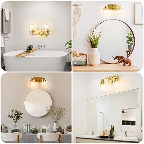 Luminárias de banheiro de Edishine, luz da vaidade do banheiro de 2 luzes, arandelas de parede modernas com tons