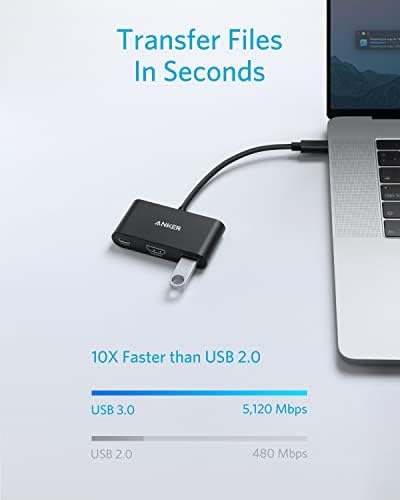 Anker USB C Hub, Powerxpand 3 em 1 USB C Hub, com 4K HDMI, entrega de energia 100W, porta de dados USB 3.0, para iPad Pro, MacBook