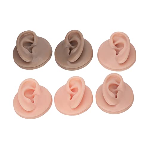 3 pares modelo de orelha de silicone, orelha falsa 3D altamente simulada com suporte de orelha humana flexível e