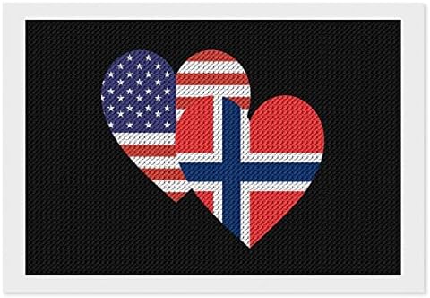 Noruega American Heart Flag Diamond Painting Kits 5D DIY Drill Full Drill Rhinestone Arts Decoração de parede para adultos 8 x12