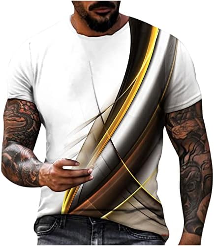 T-shirt de manga curta masculina, luz redonda casual leve 3D Imprimir o pulôver de fitness Sports Sports Camiseta macia camisetas
