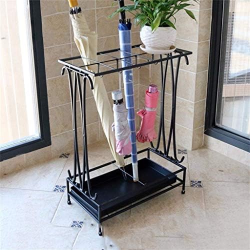 Omoons Umbrellas Umbrella Stand Modern Black Metal Storage Rack com bandeja de gotejamento de base removível 24 x 44