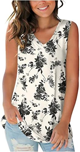 2023 Moda feminina Floral PRIMA VIDA V V Camis de camiseta soltos de camiseta sem mangas Tops casuais