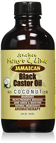 Óleo de mamona preta de manga jamaicana, coco, 4 onças