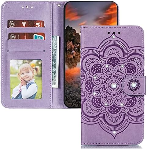 Lemaxelers iphone xr capa iphone xr capa bling diamante mandala em relevo carteira flip pu de couro magnetic slots com tampa