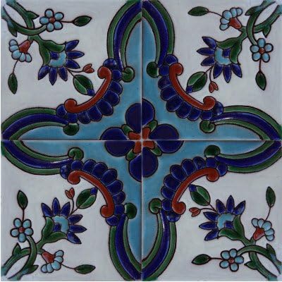 Fine Crafts Importações 4.2x4.2 9 PCs Alhambra Mayorca 2 Talavera mexicano Tile