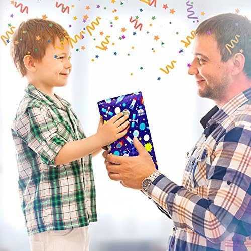 Papel de embrulho de espaço de espaço externo papel de embrulho para meninos para meninos crianças crianças homens homens - embrulho de presente conjunto de papel com azul da marinha branca a granel de embalagem papel para festas para festas decoração de férias de férias de férias de diotes