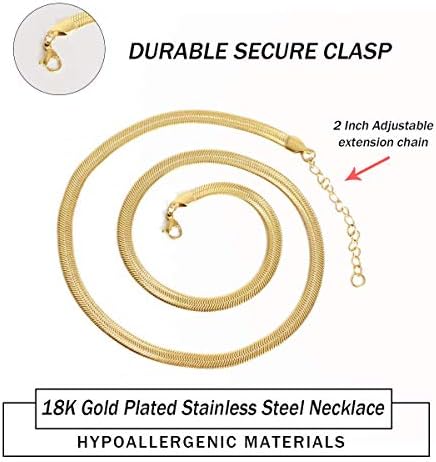 Ematu 18k Real Gold Plated Chain Chain Herringbone Charklace para mulheres