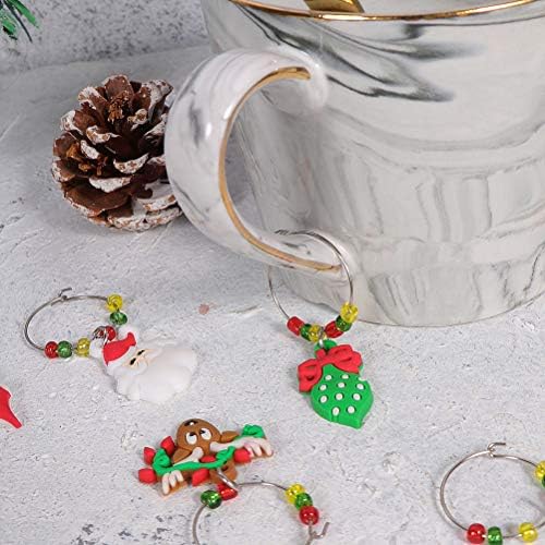 Valiclud 12pcs Christmas Wine Glass Charms Creative Design Marker Rings de liga de zinco Ringas pendentes Pingente Copo Identificador