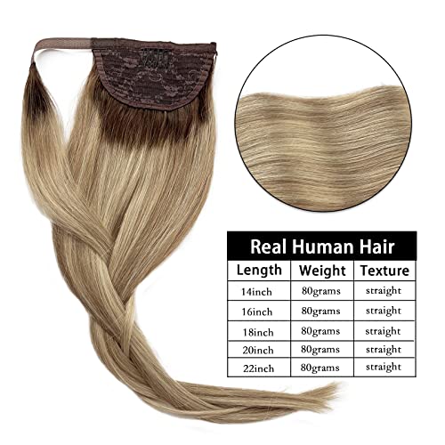 Extensão de cabelo de rabo de cavalo balayage clipe de cabelo humano em torno da extensão do cabelo de rabo de cavalo 22