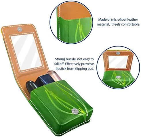 Caixa de batom de Guerotkr, organizador de batom de Lip Gloss de couro com espelho, mini saco de suporte de batom,