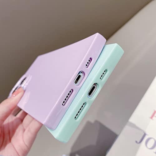 Ling iPhone 13 Pro Max Telefone, Candy Square Candy Color Full Camera Lens Protection para mulheres meninas tpu bordas quadradas