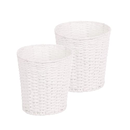 Zuvo [2 pacote] Round Wicker resíduos de papel e cesto- cesta de lixo para quarto, banheiro, escritórios ou casa